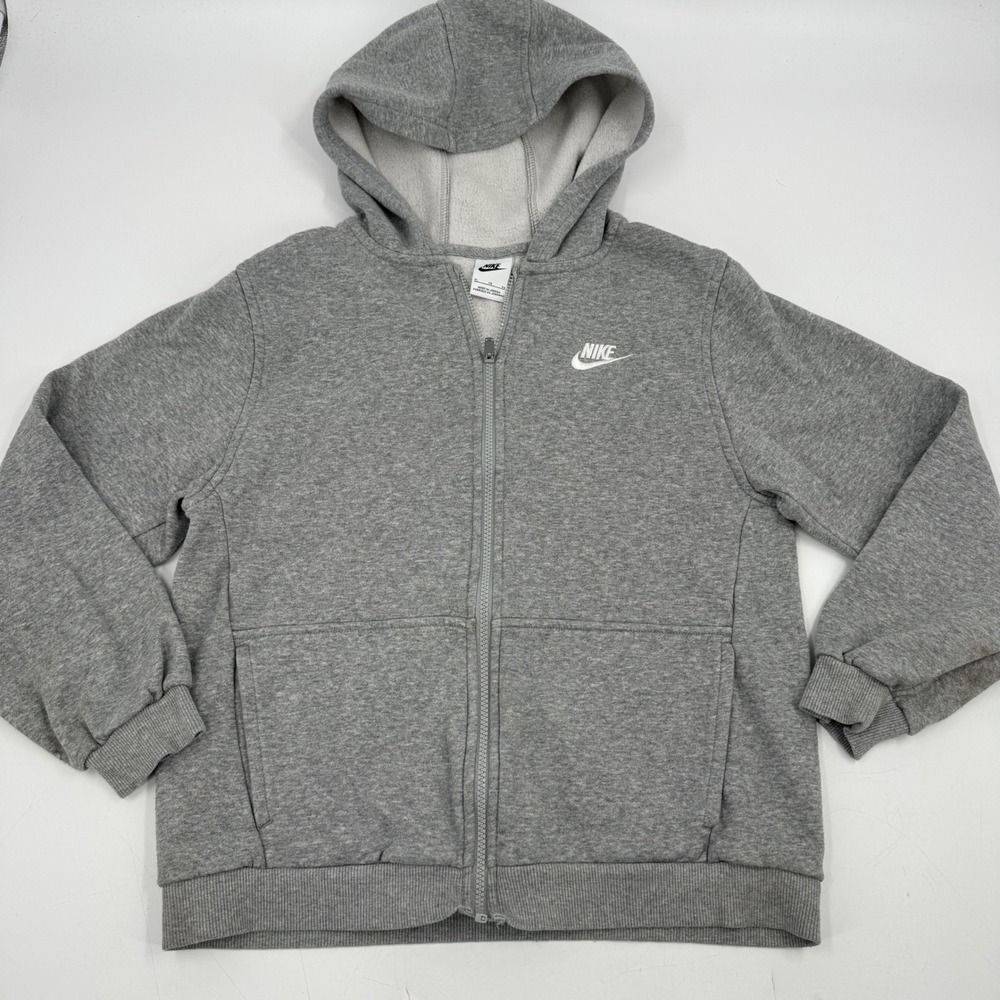 Nike Kids Gray Full Zip Hoodie Sweatshirt XL Sportswear Jacket FD3004-063